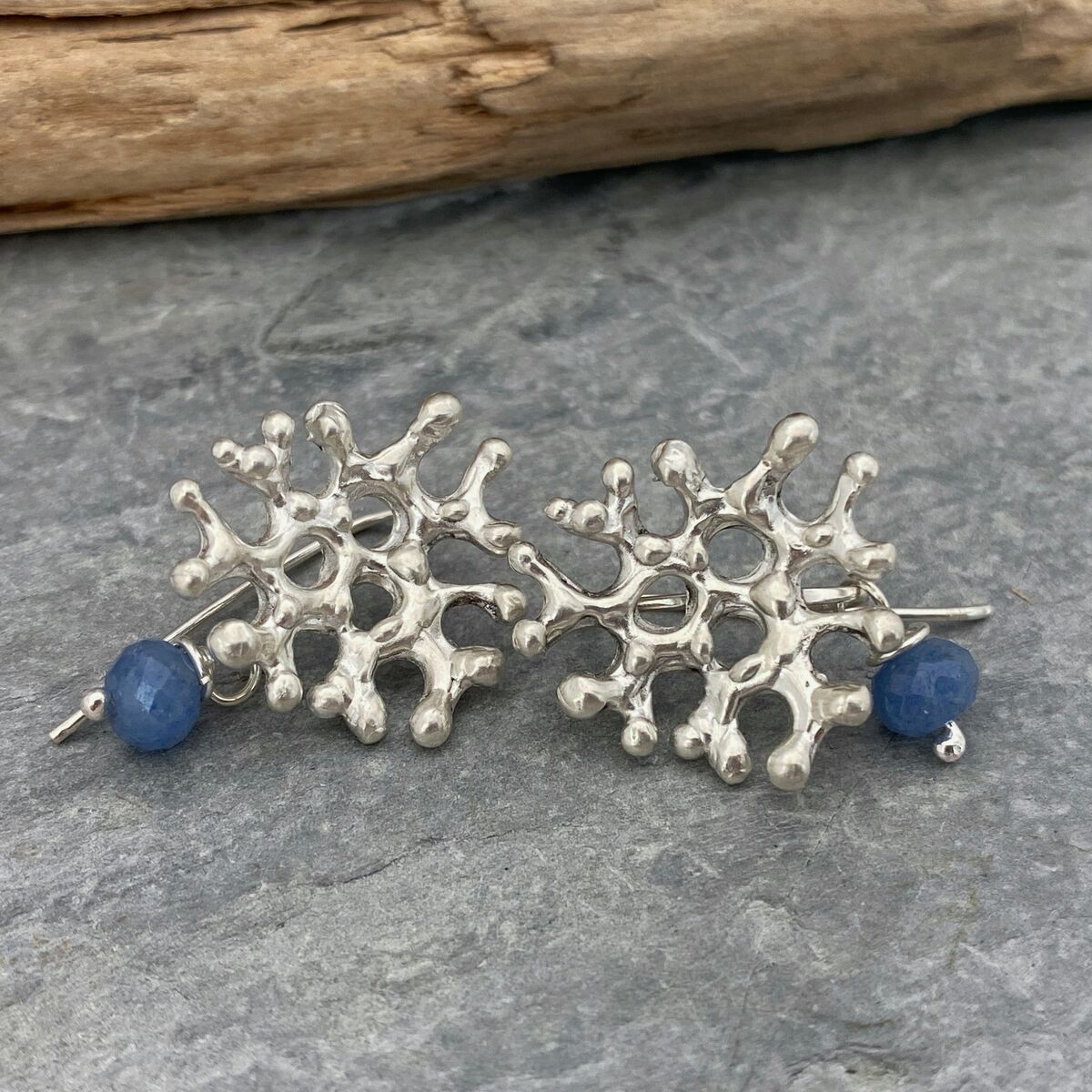 Silver coral inspired earrings 2