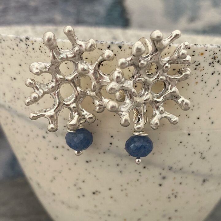 Silver coral inspired earrings