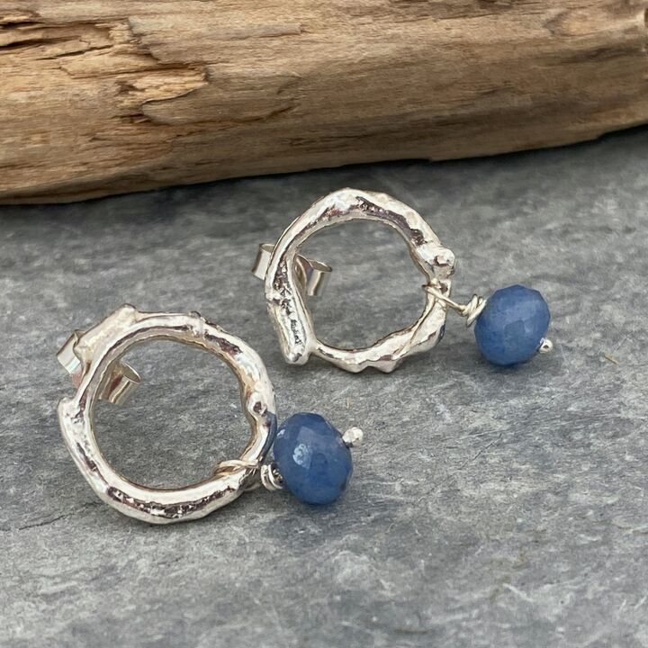 Organic silver studs with apatite beads 2