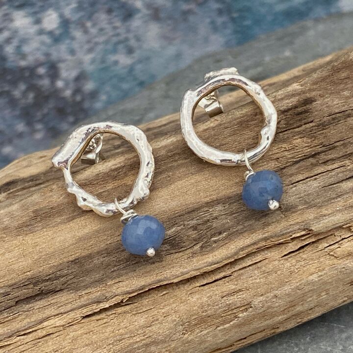 Organic silver studs with apatite beads 3