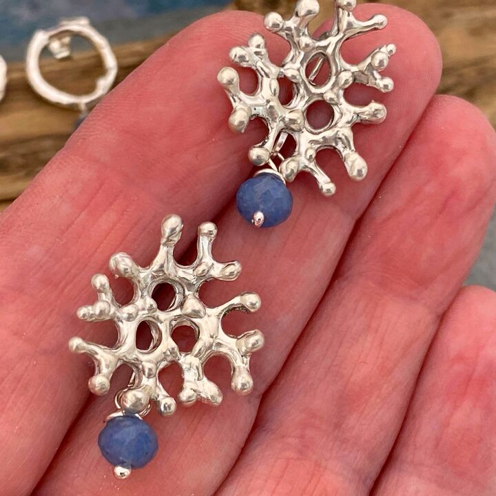 Silver coral inspired earrings 3