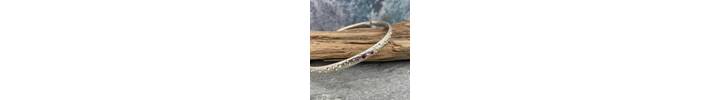 Solid silver and pink sapphire bangle 6