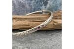 Solid silver and pink sapphire bangle 6