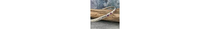 Solid silver and pink sapphire bangle 5
