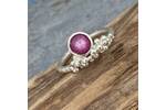 Granulated silver and Ruby gemstone ring