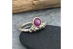 Granulated silver and Ruby gemstone ring 2