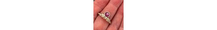 Granulated silver and Ruby gemstone ring 4