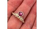 Granulated silver and Ruby gemstone ring 4