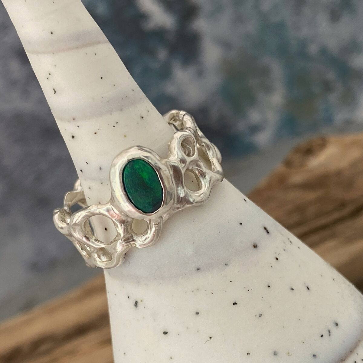 Chunky Opal Silver Ring 2