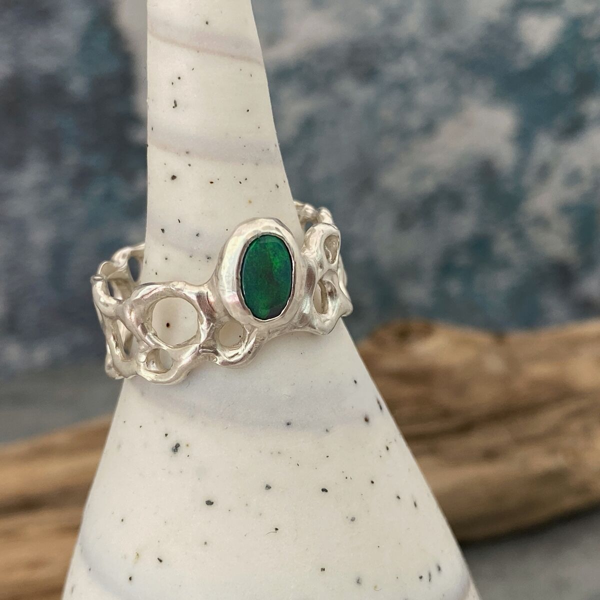 Chunky Opal Silver Ring 3