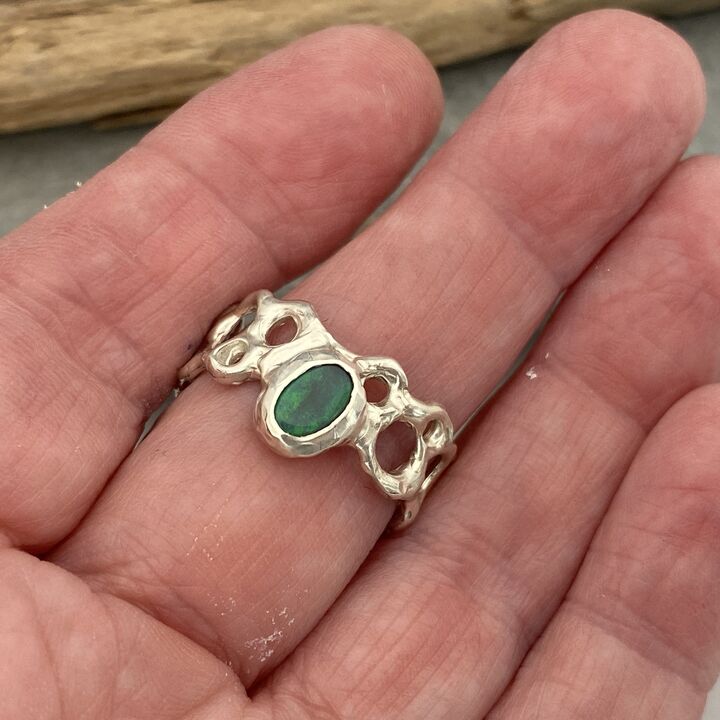 Chunky Opal Silver Ring 4