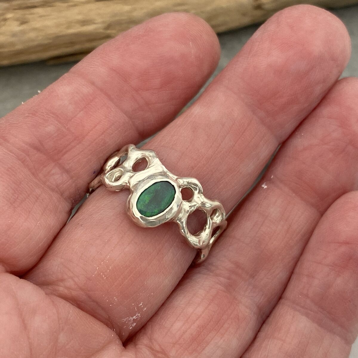Chunky Opal Silver Ring 4