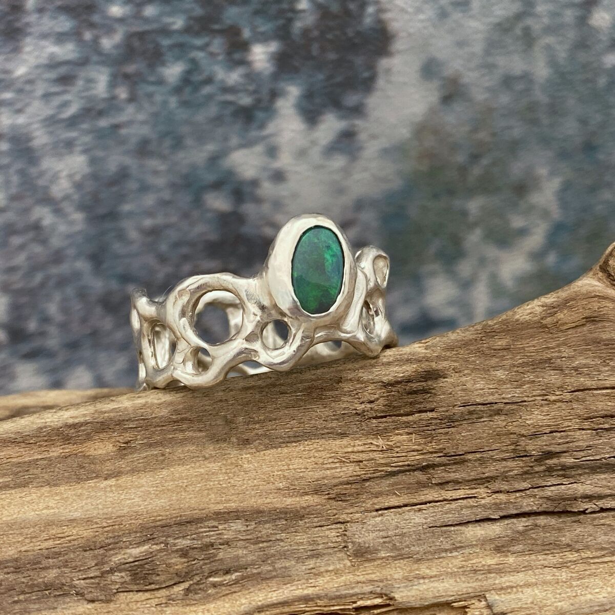 Chunky Opal Silver Ring 5
