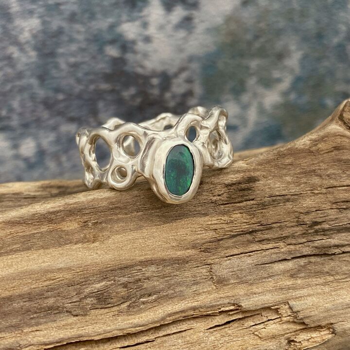 Chunky Opal Silver Ring 6