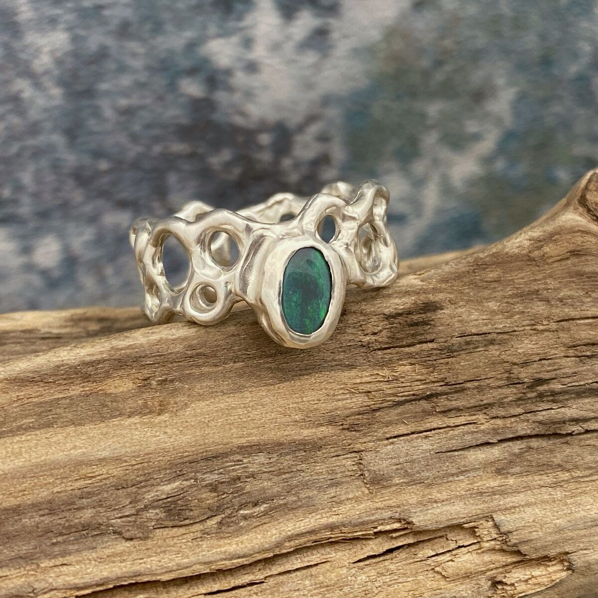 Chunky Opal Silver Ring 6