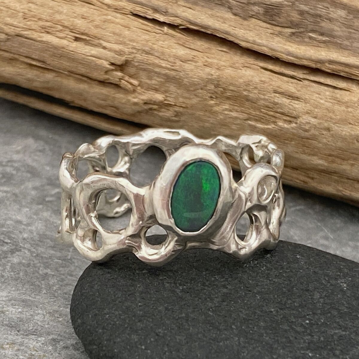 Chunky Opal Silver Ring