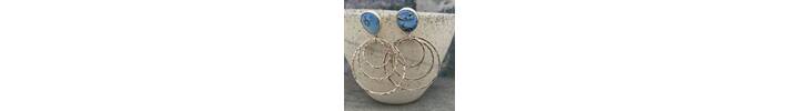 Turquoise topped silver hoop earrings 2