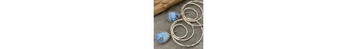 Turquoise topped silver hoop earrings 5
