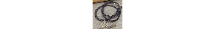 Blue Iolite beaded necklace with silver details 3