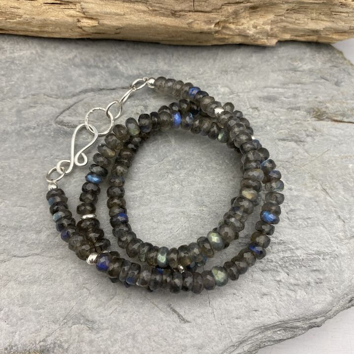 Labradorite and silver bead necklace  2