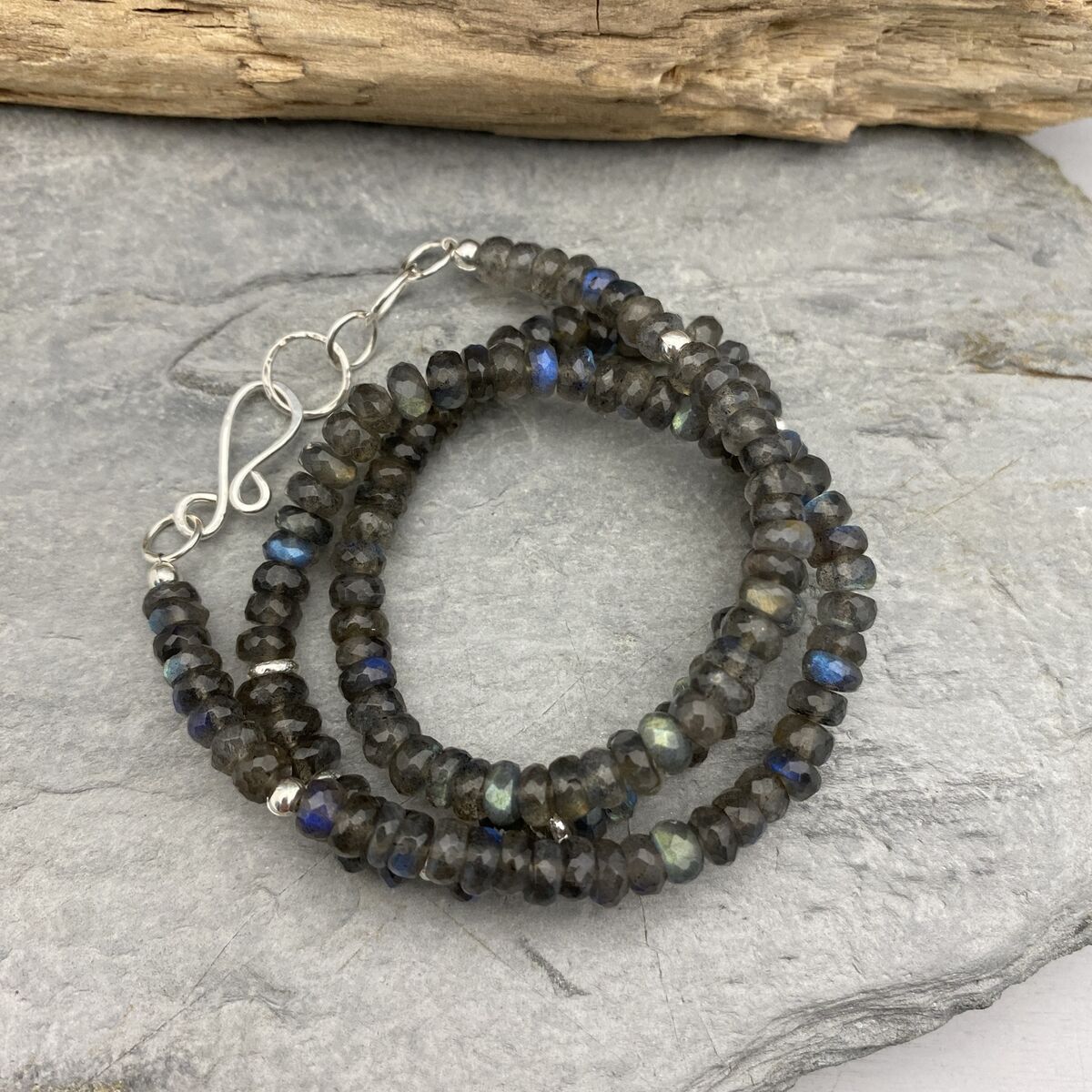 Labradorite and silver bead necklace  2