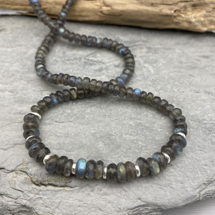 Labradorite and silver bead necklace 