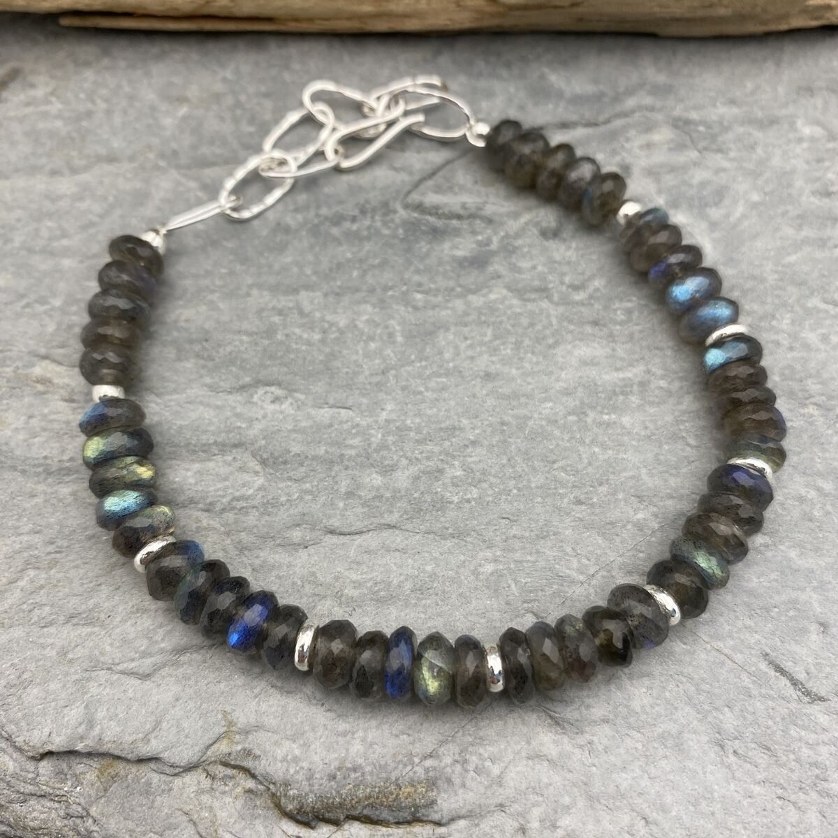 Labradorite and silver bead necklace  4