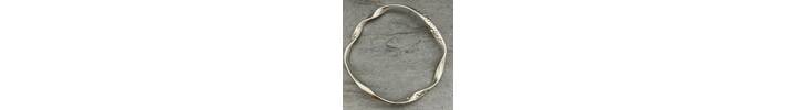 Twisted Silver Bubble Bangle with Blue Sapphires 2