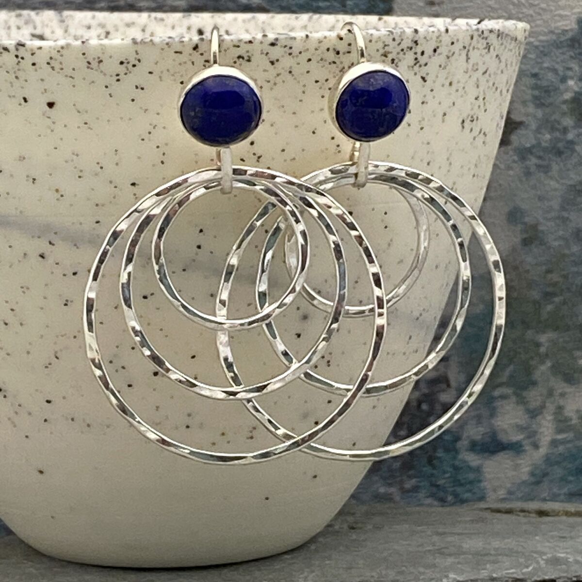 Lapis Lazuli silver hoop earrings