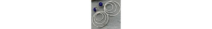 Lapis Lazuli silver hoop earrings 3