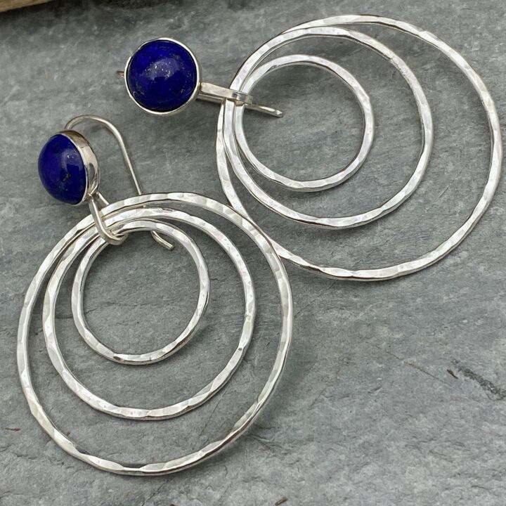 Lapis Lazuli silver hoop earrings 3