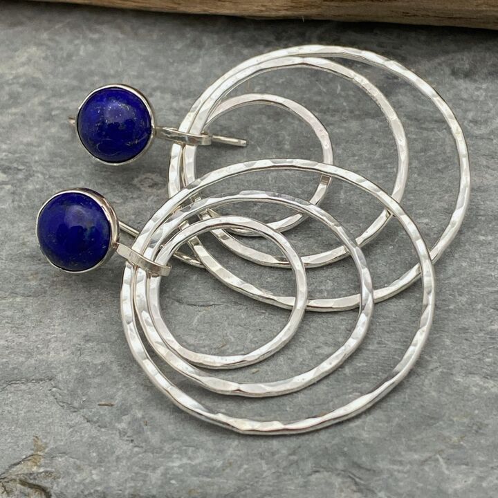 Lapis Lazuli silver hoop earrings 4