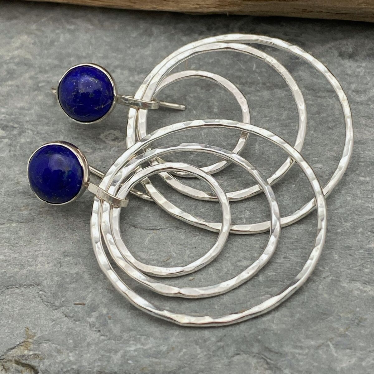 Lapis Lazuli silver hoop earrings 4