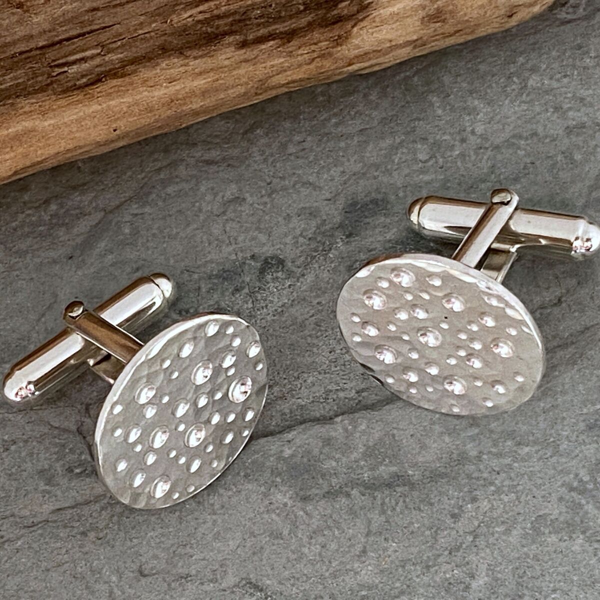 Round silver cufflinks 2