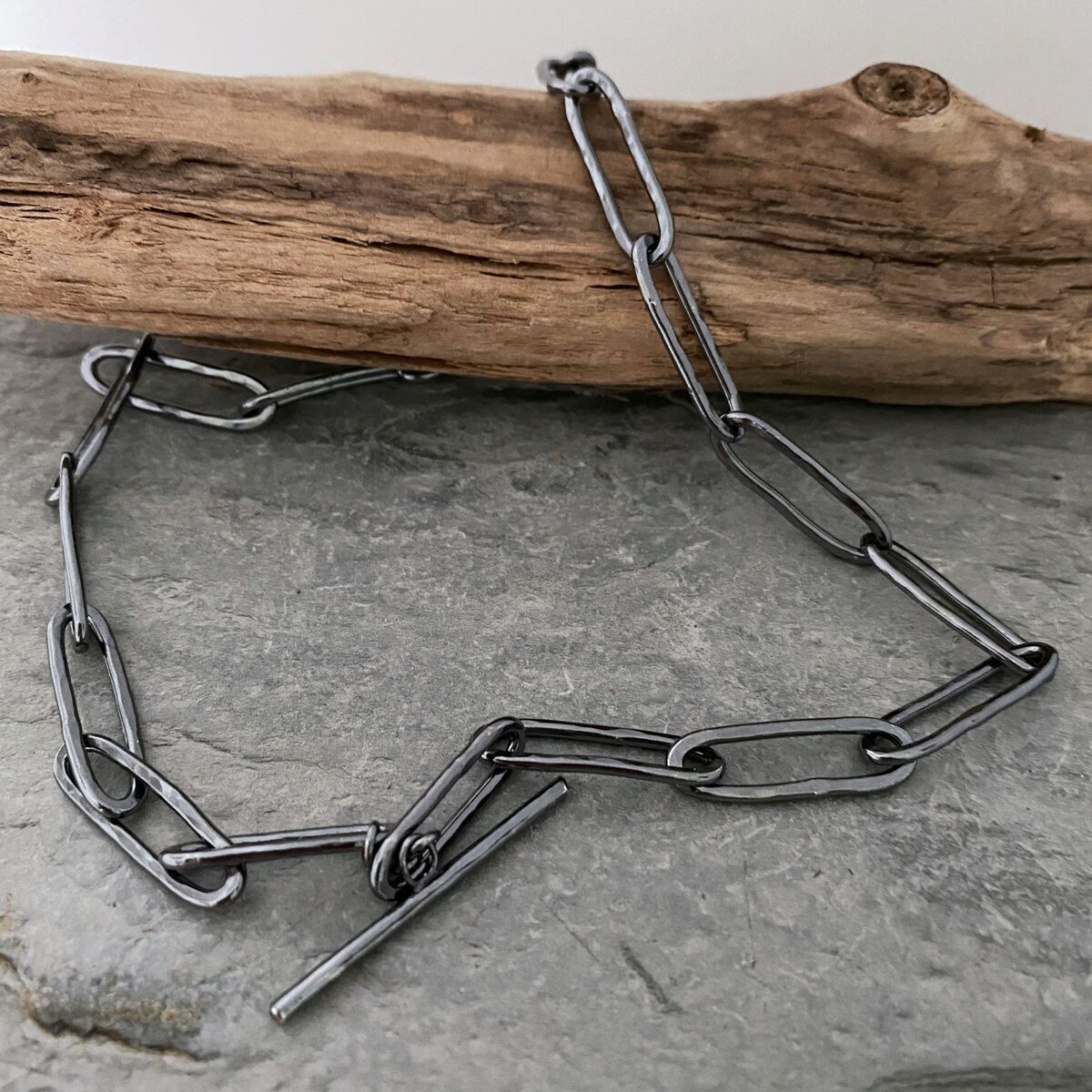 Oxidised heavy paperclip necklace 2