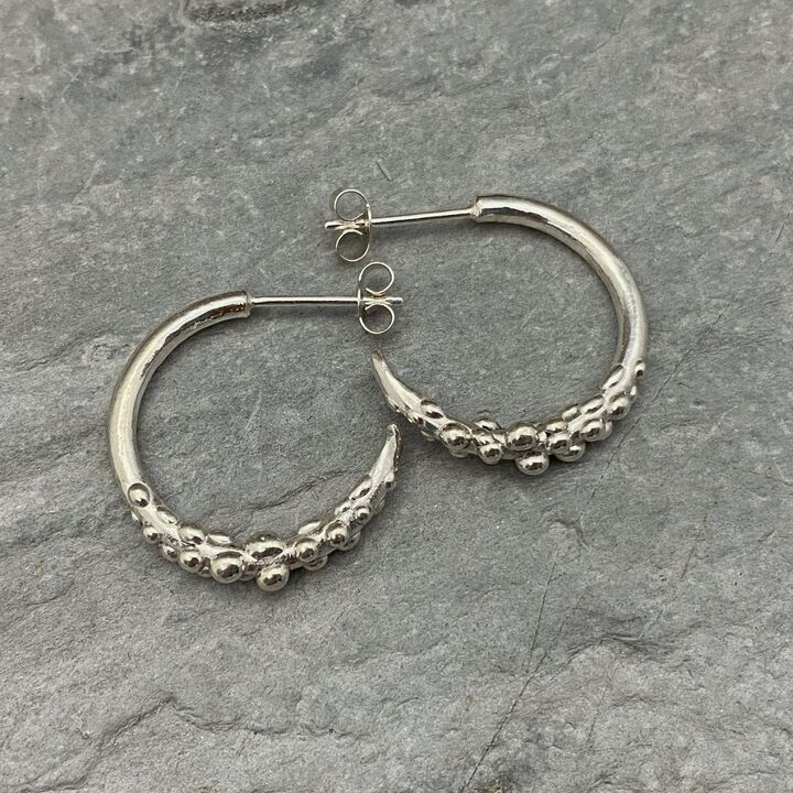 sea foam silver hoop earrings 2