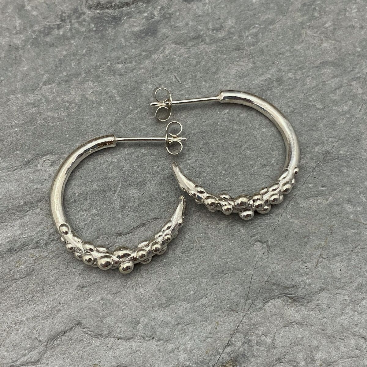sea foam silver hoop earrings 2