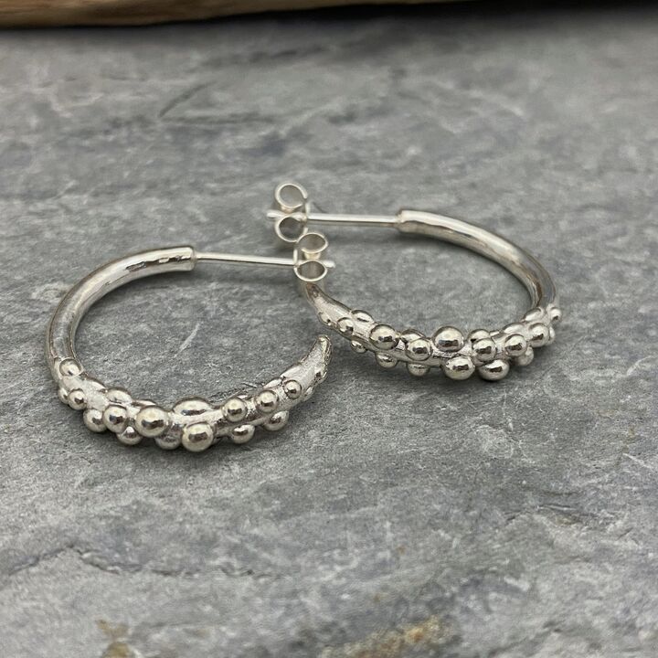 sea foam silver hoop earrings 3