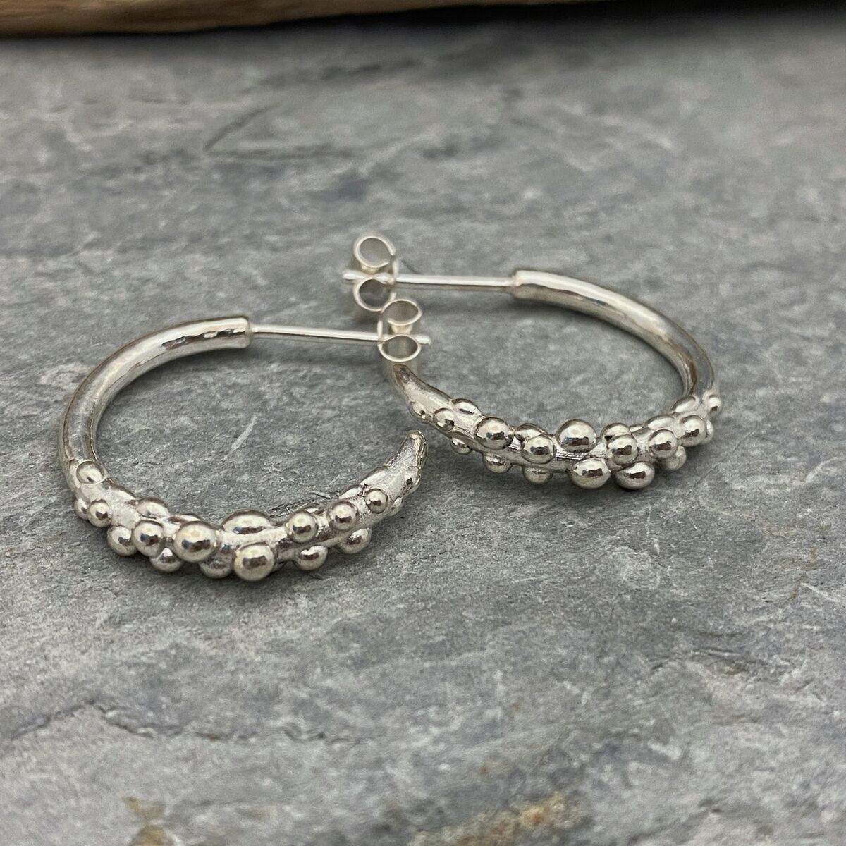 sea foam silver hoop earrings 3