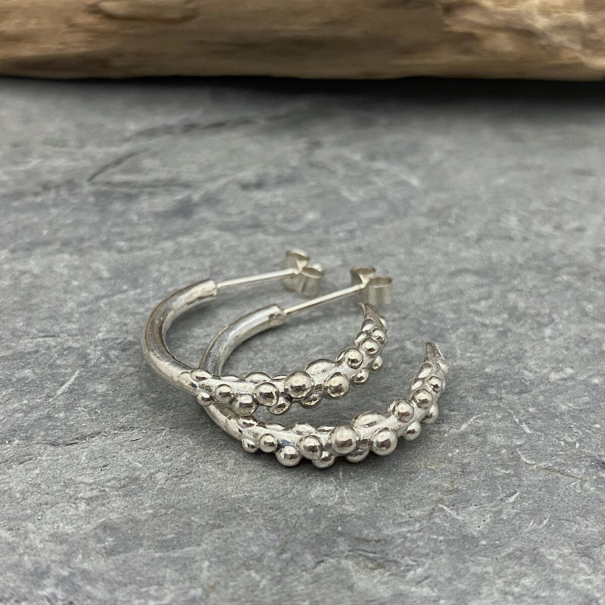 sea foam silver hoop earrings 4