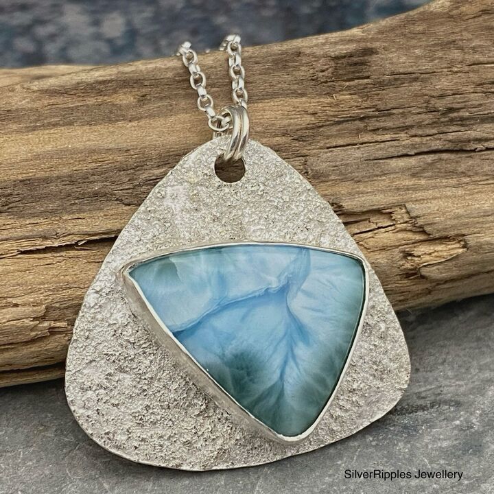 Larimar and silver necklace