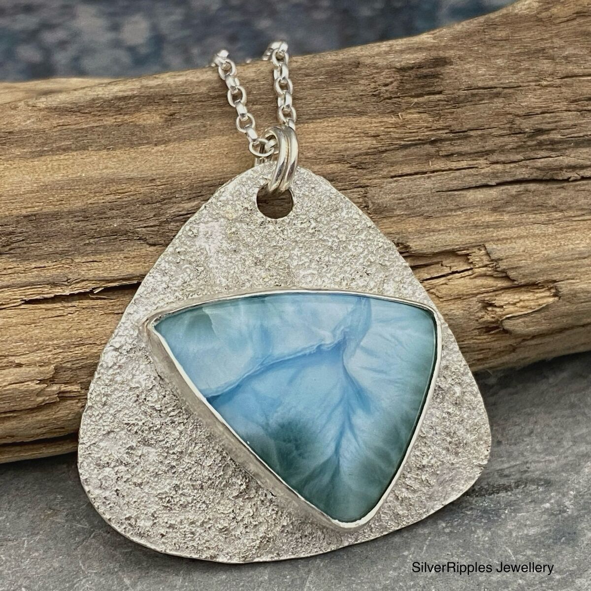 Larimar and silver necklace