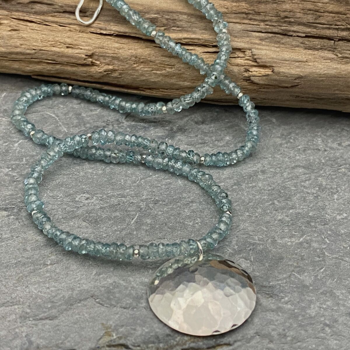 Blue zircon necklace