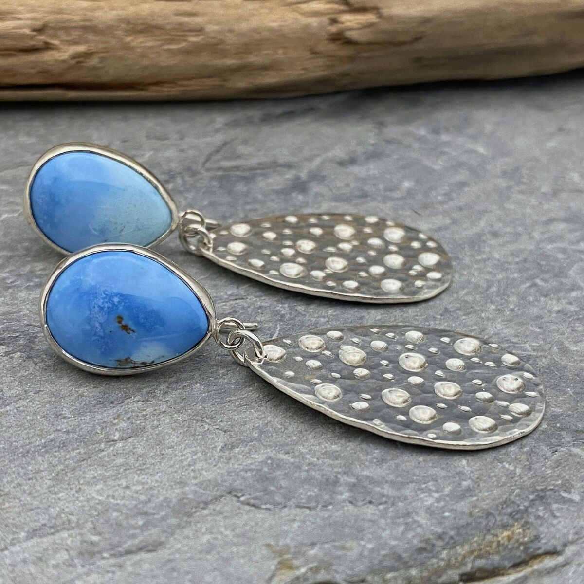 Turquoise and silver dangly earrings 4