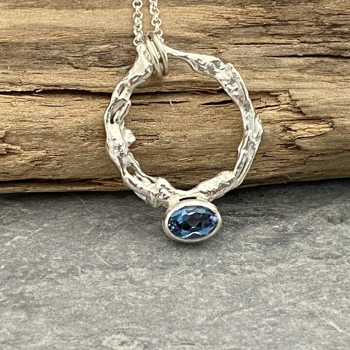 Organic silver topaz pendant 3