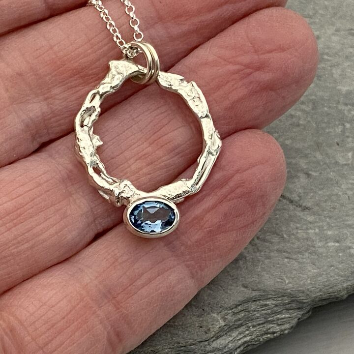 Organic silver topaz pendant 4