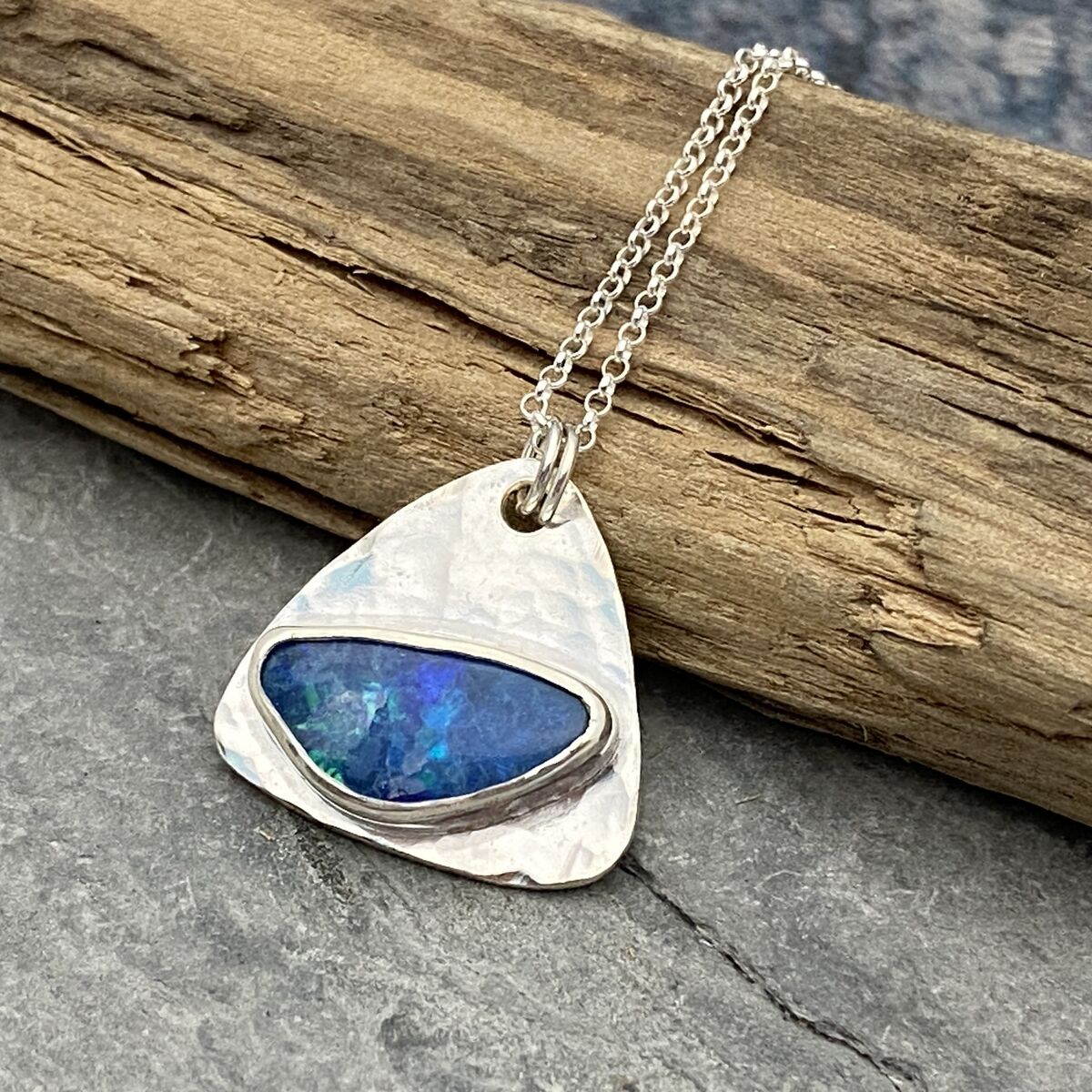Blue Australian Opal pendant 2