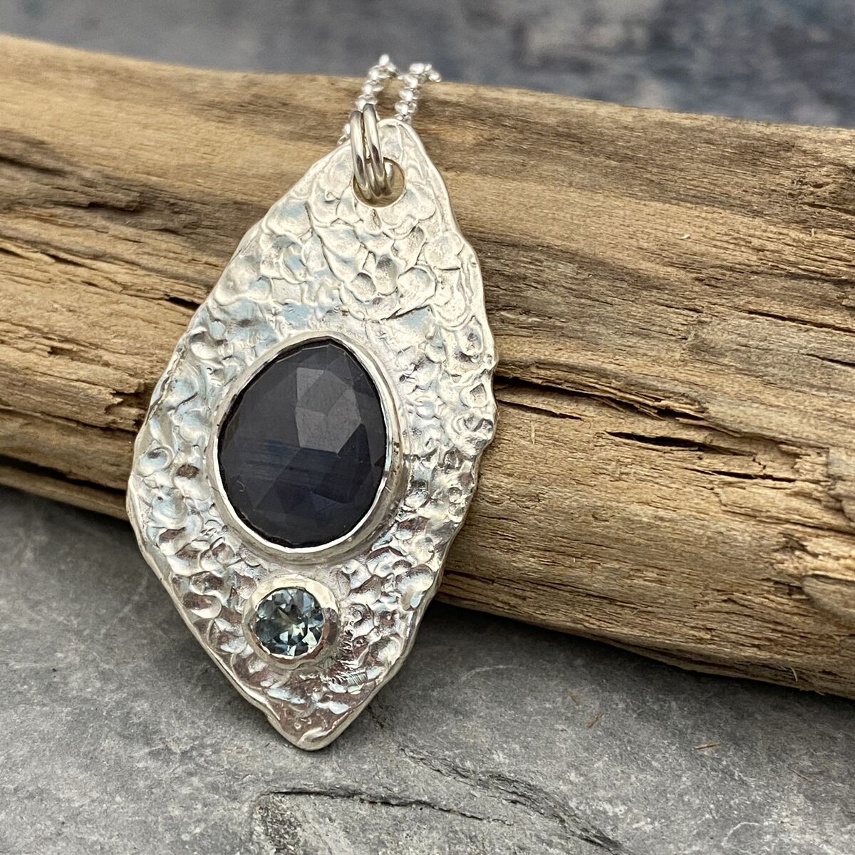 Blue and green sapphire necklace 3