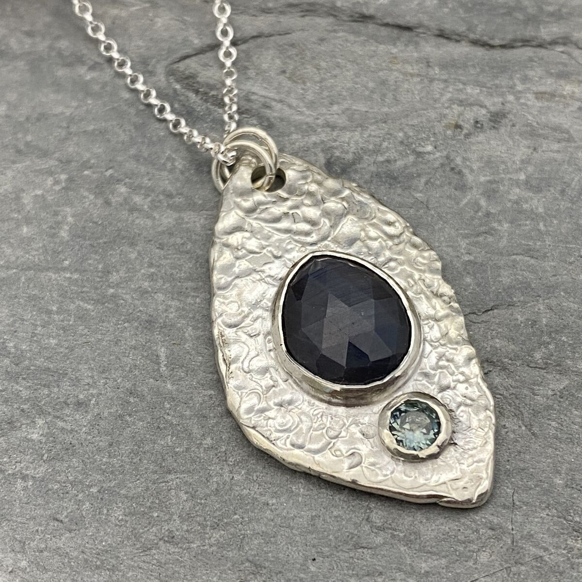 Blue and green sapphire necklace 5