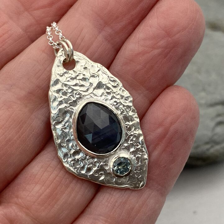 Blue and green sapphire necklace 6